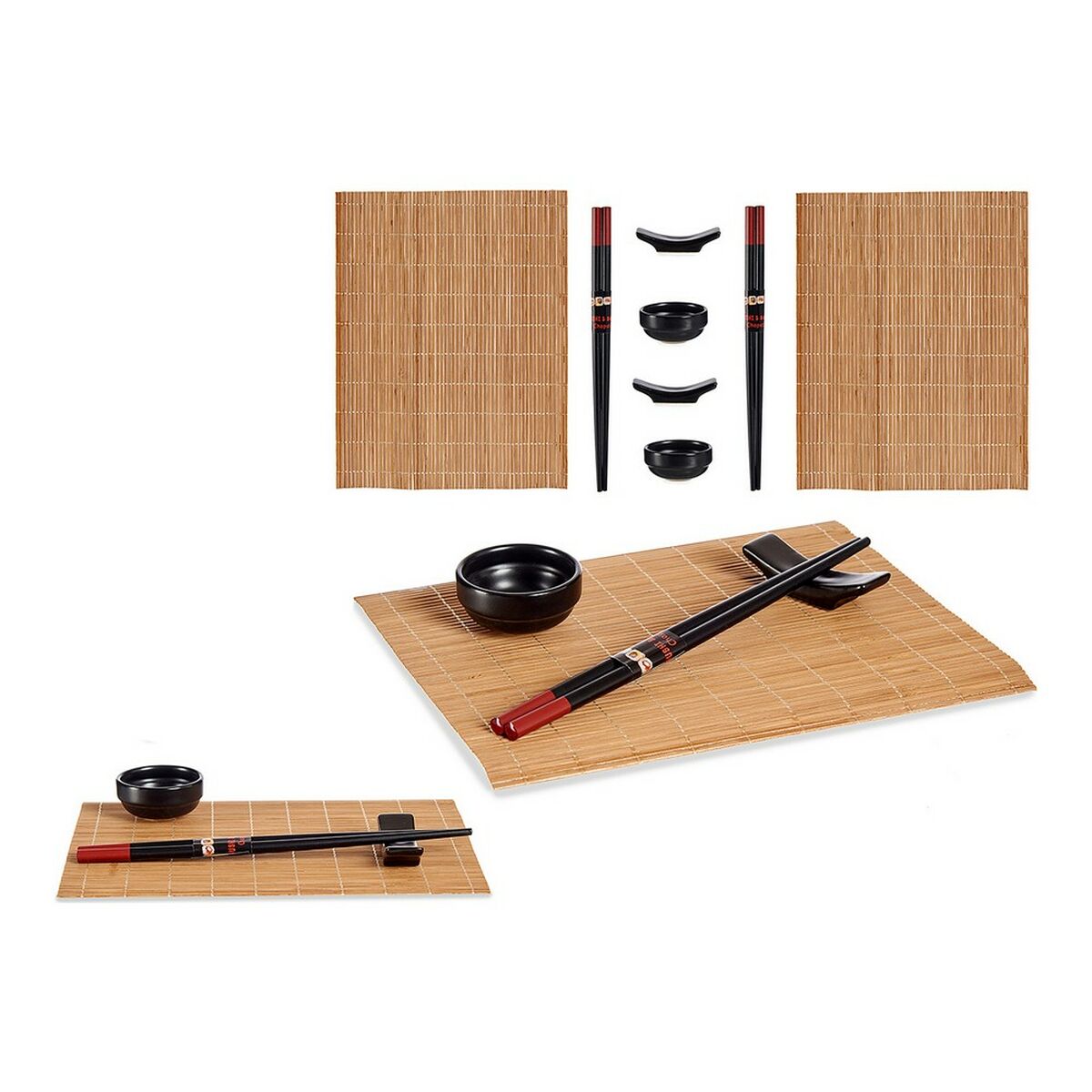 Sushiset Brun Svart Keramik Bambu (8 Delar) - 4