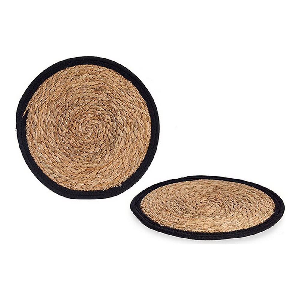 Bordsunderlägg Svart Brun 35 x 1 x 35 cm Naturell (Ø 35 cm) - 2