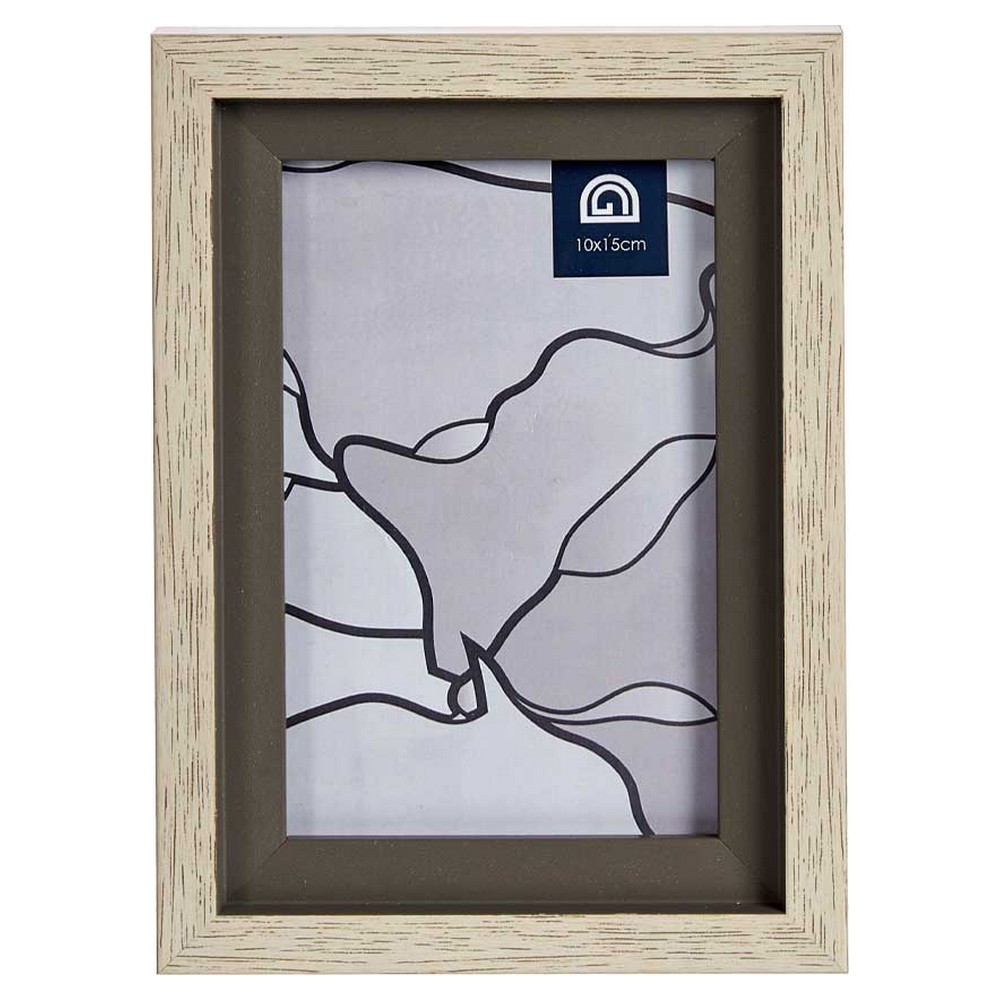Fotoram Grå Brun 13,5 x 18,8 x 2 cm Glas Beige Plast - 2