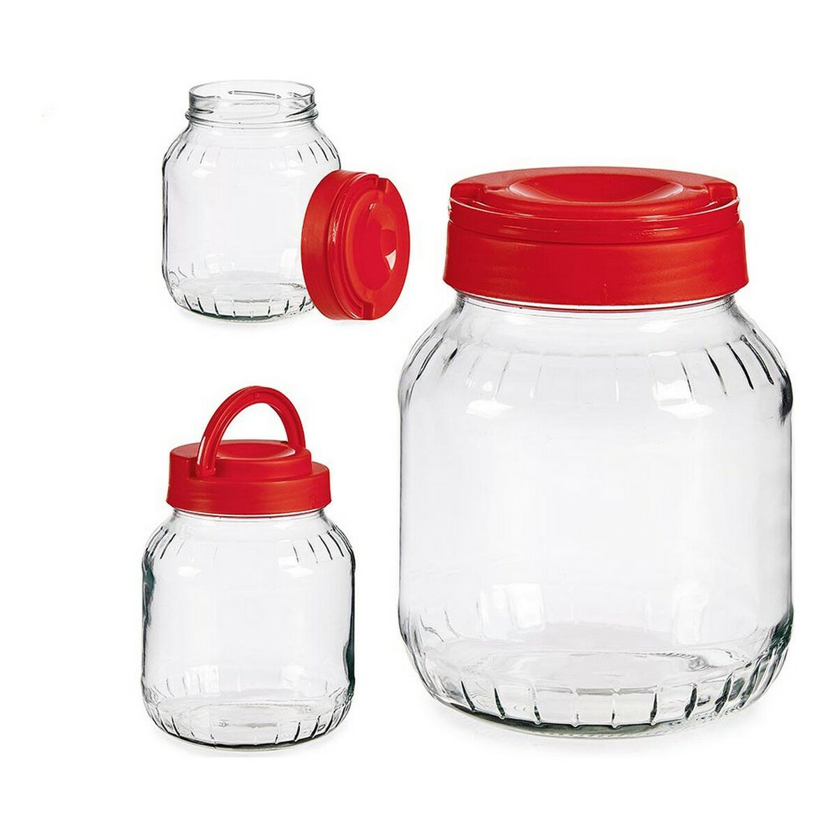 Burk Röd Transparent 1,7 L 13,5 x 17,5 x 13,5 cm Glas - 2