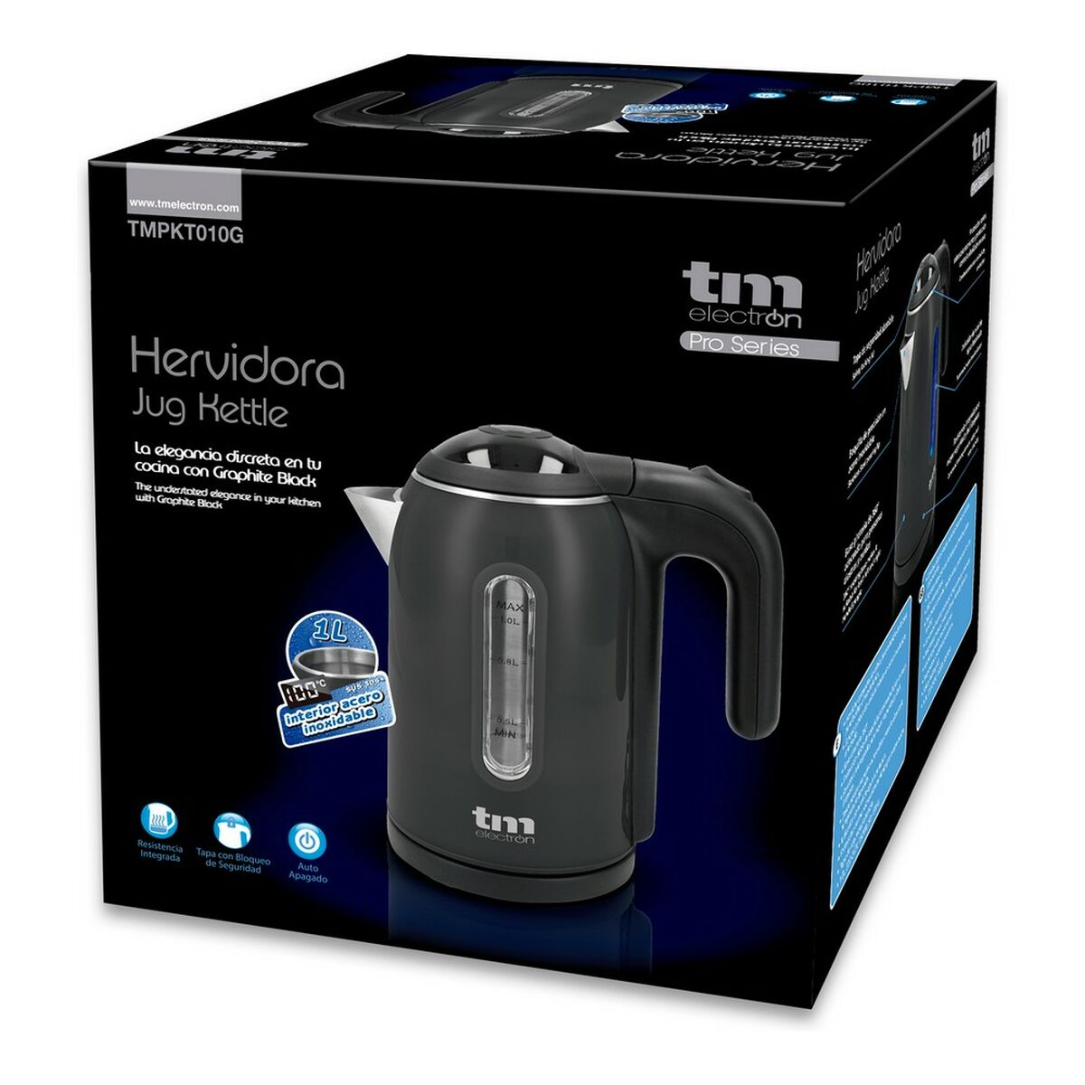 Vattenkokare med LED -ljus TM Electron Rostfritt stål Grafit - 7