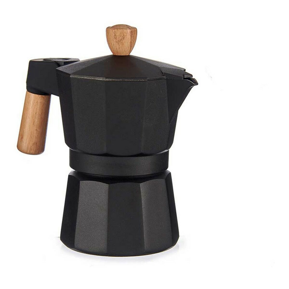 Italiensk Kaffepanna Trä Aluminium 3 Csészék - 2