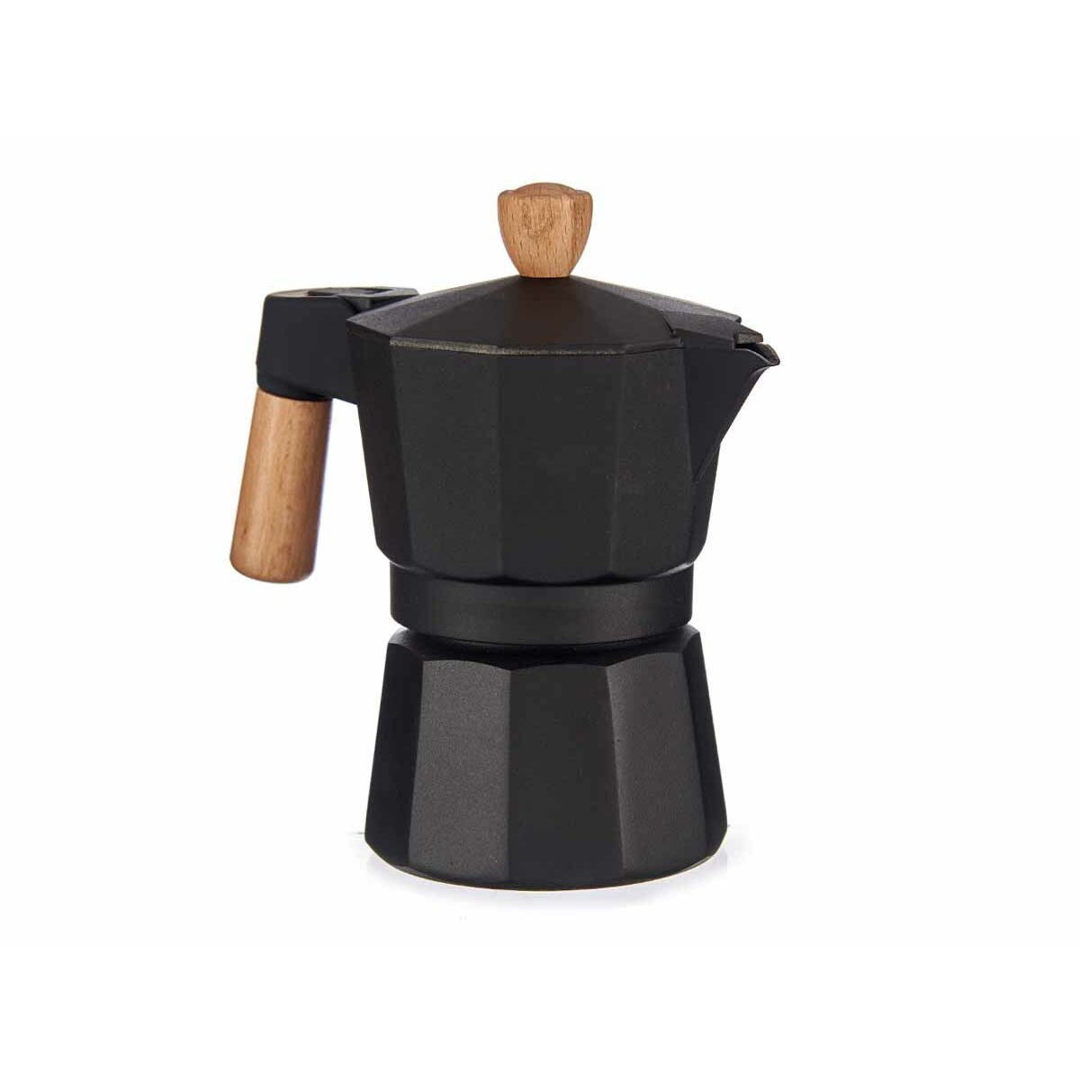Italiensk Kaffepanna Trä Aluminium 3 Csészék - 3