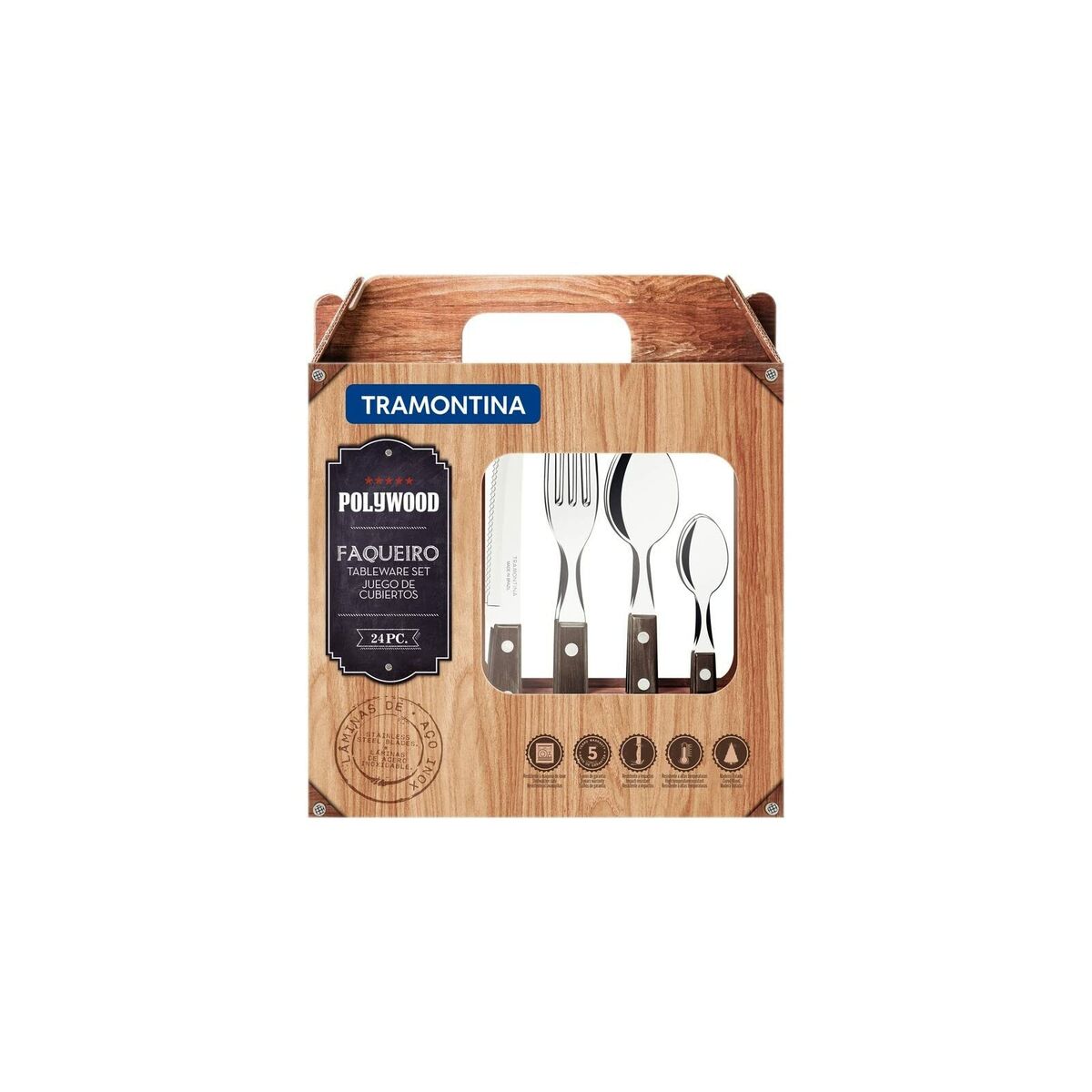 Bestick Tramontina Polywood Rostfritt stål 24 Delar - 2