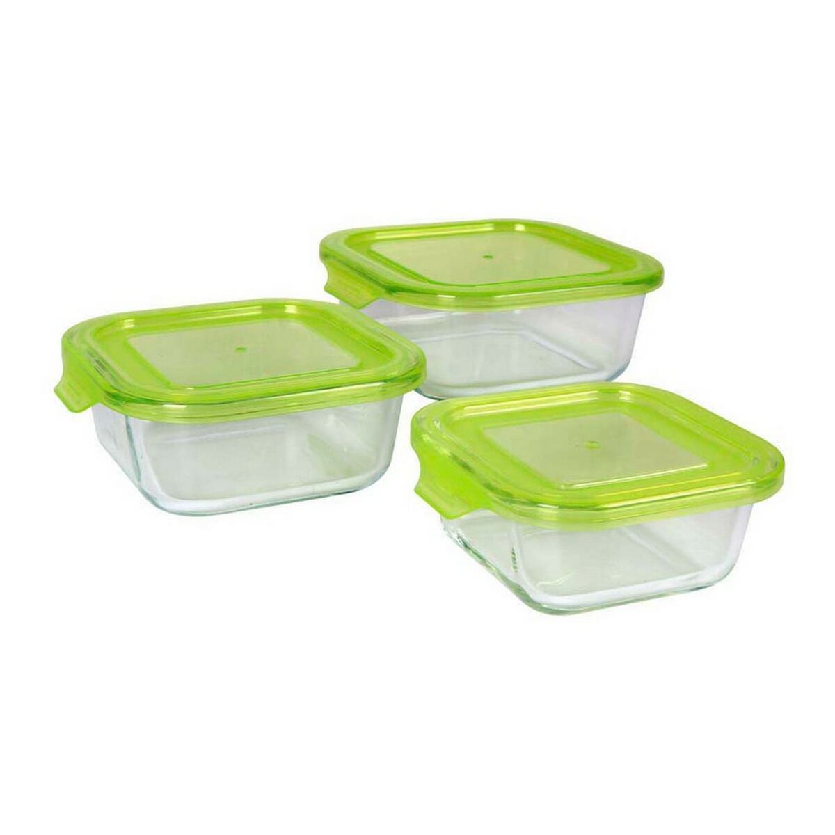 Lunchlådor, set 3 Quttin Rektangulär Transparent Grön