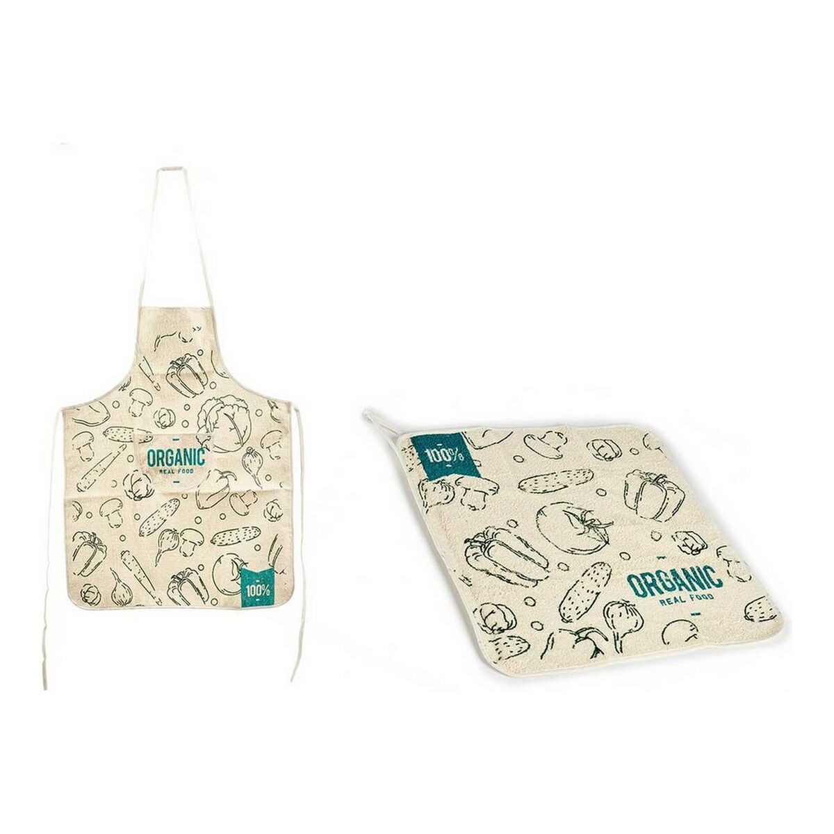 Set Förkläde Kökstextil 60 x 0,3 x 80 cm Blå Vit 80 % bomull 70 % bomull (2 pcs) - 2