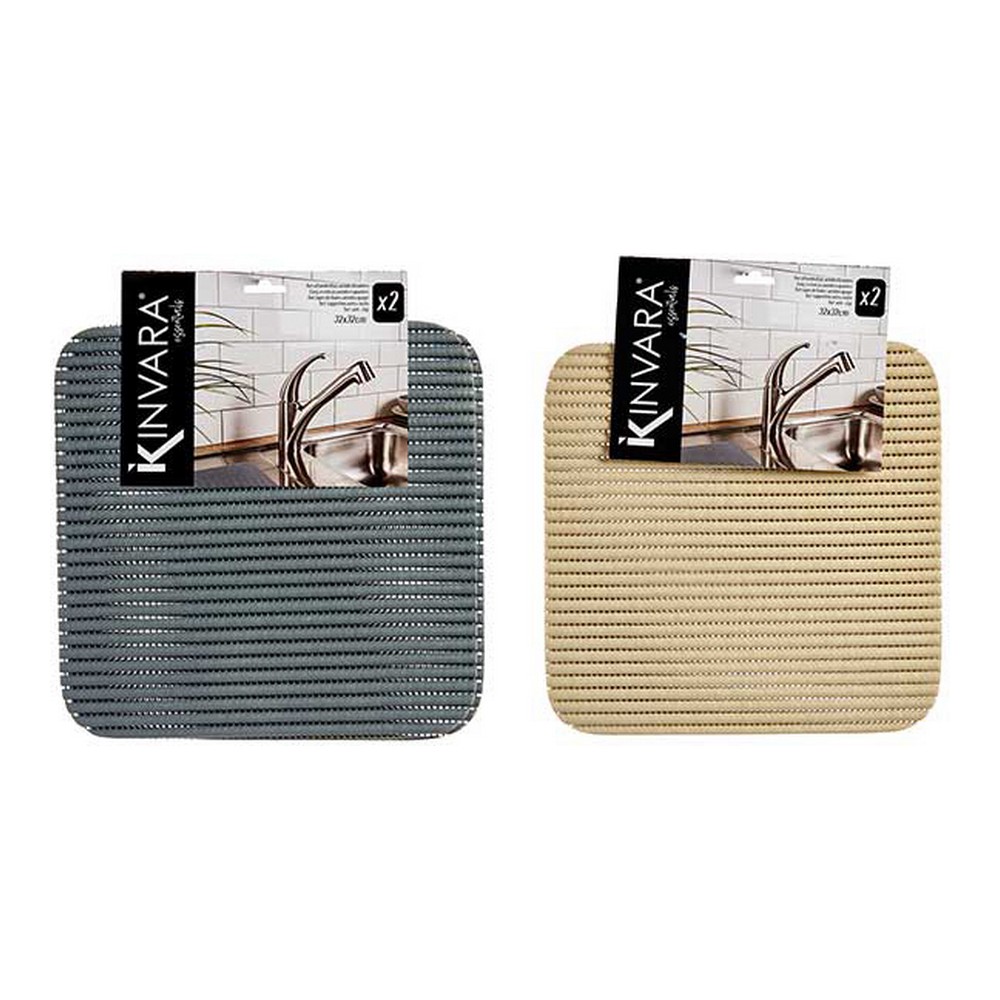 Halkfri matta Grå Beige Plast 32 x 1 x 32 cm - 2