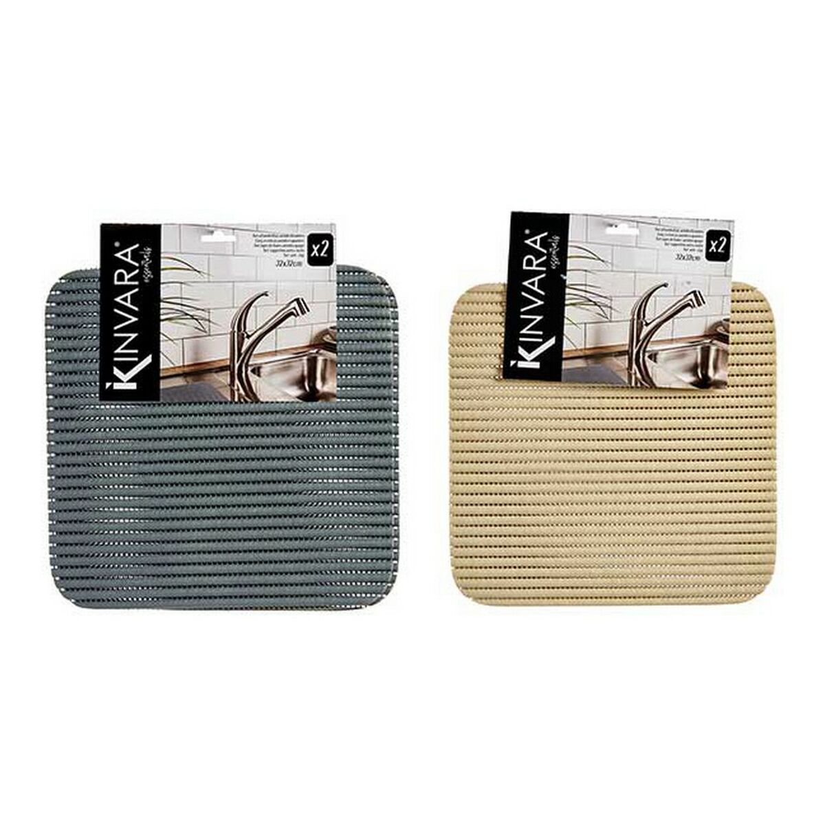 Halkfri matta Grå Beige Plast 32 x 1 x 32 cm - 4