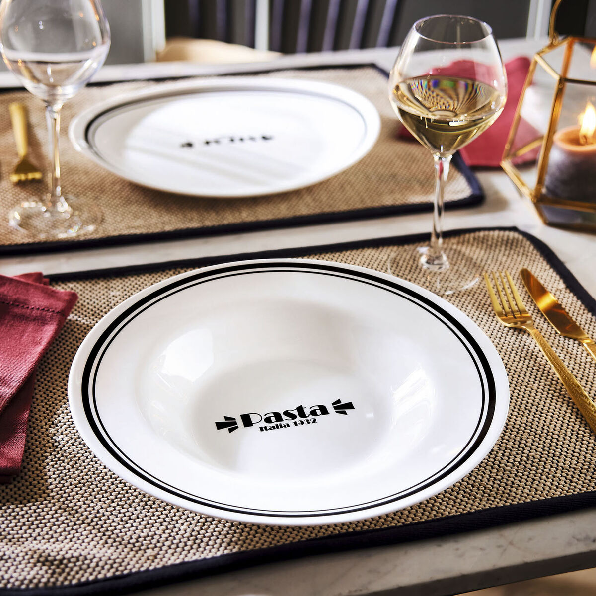 Pastatallrik Luminarc Friends Time Bistro Vit/Svart Glas 28,5 cm (12 antal) - 3