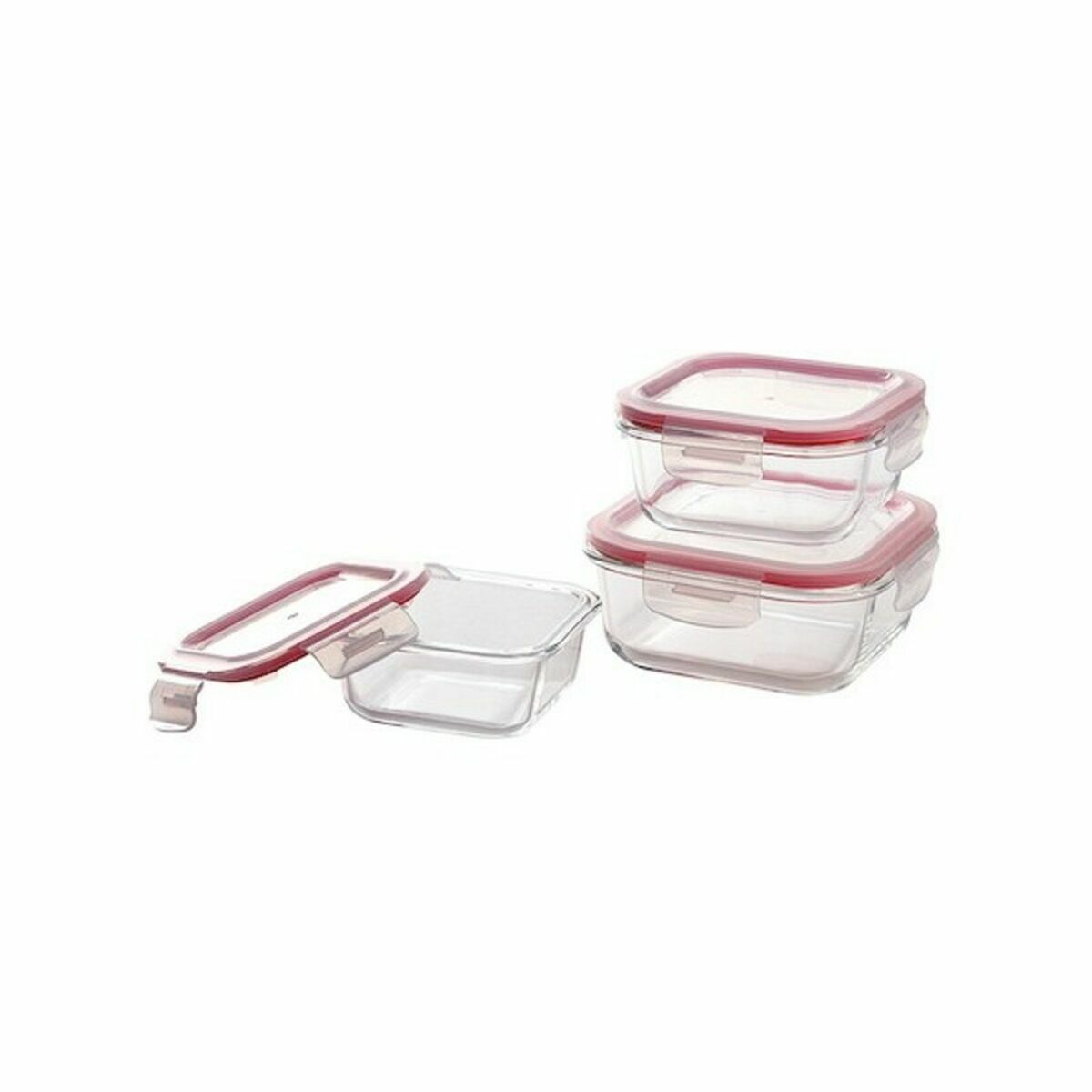 Lunchlådor, set Bergner Q4052 Fyrkantig Borosilikatglas (3 pcs) - 5