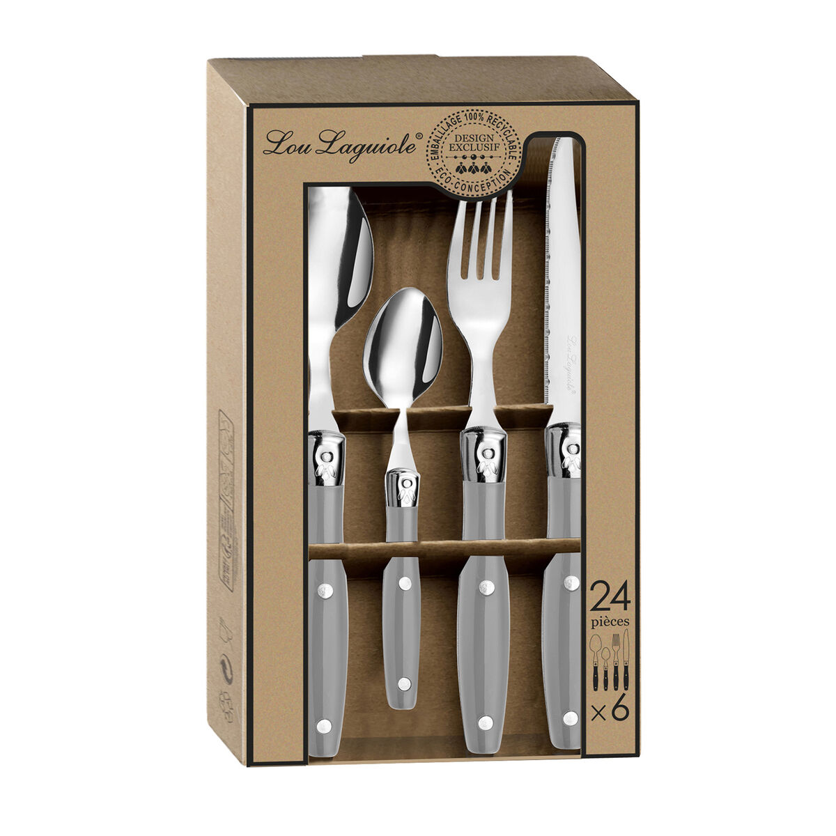 Bestickset Lou Laguiole Comptoir Grå Metall 24 Delar - 2