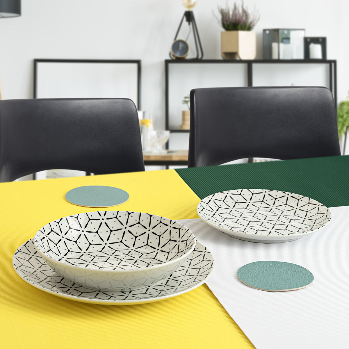Servissats Quid Creativa Vit/Svart Keramik 18 Delar - 4