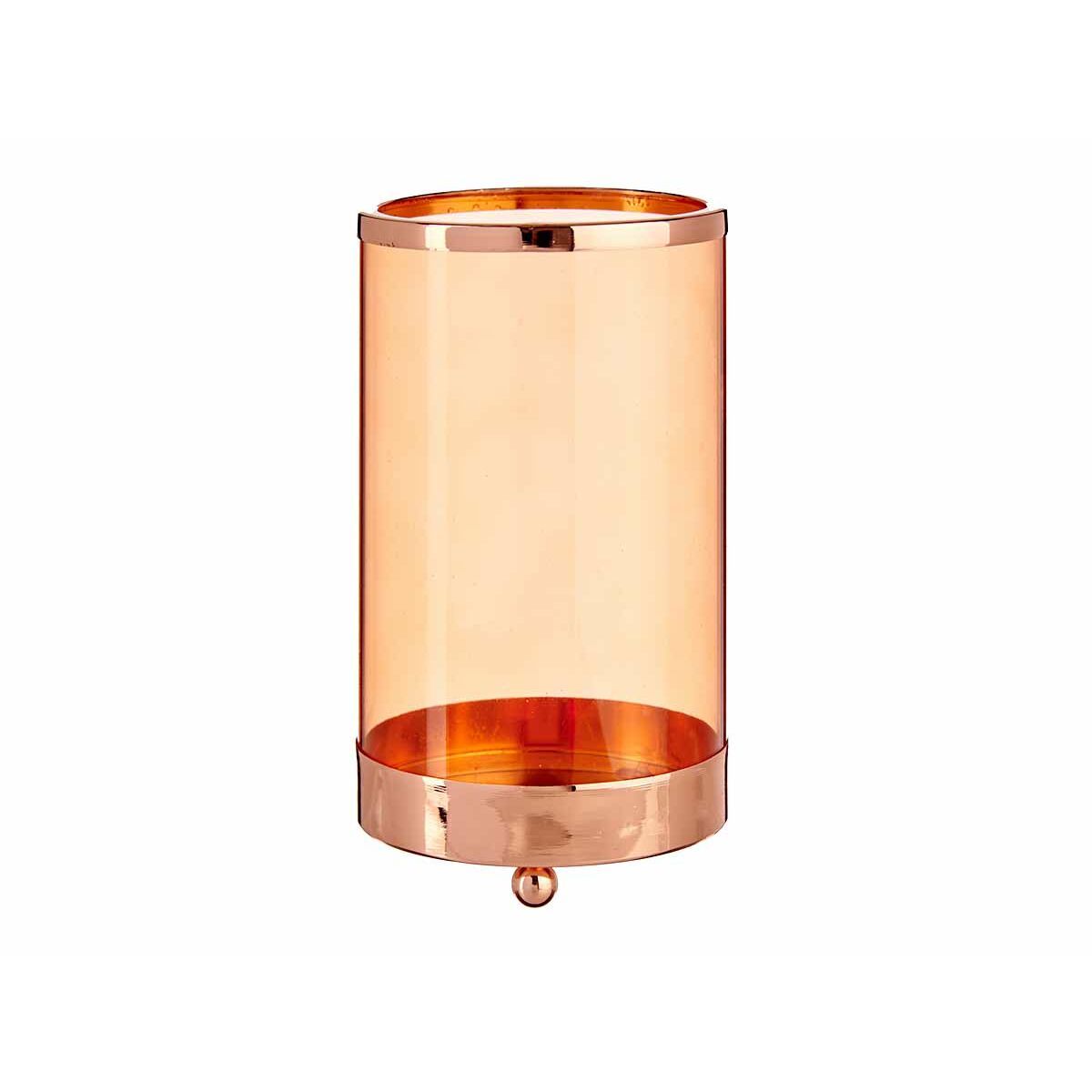 Ljusstakar Koppar Ambra Cylinder Metall Glas (9,7 x 16,5 x 9,7 cm) - 4