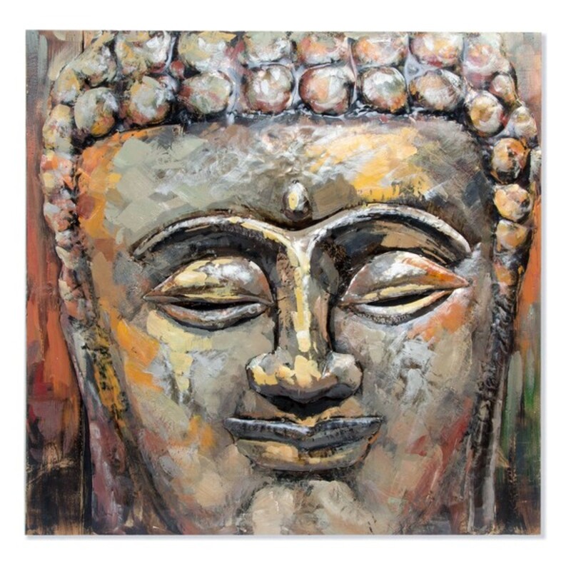 Tavla DKD Home Decor Buda Trä Metall Orientalisk Buddha (80 x 80 x 7 cm) - 2