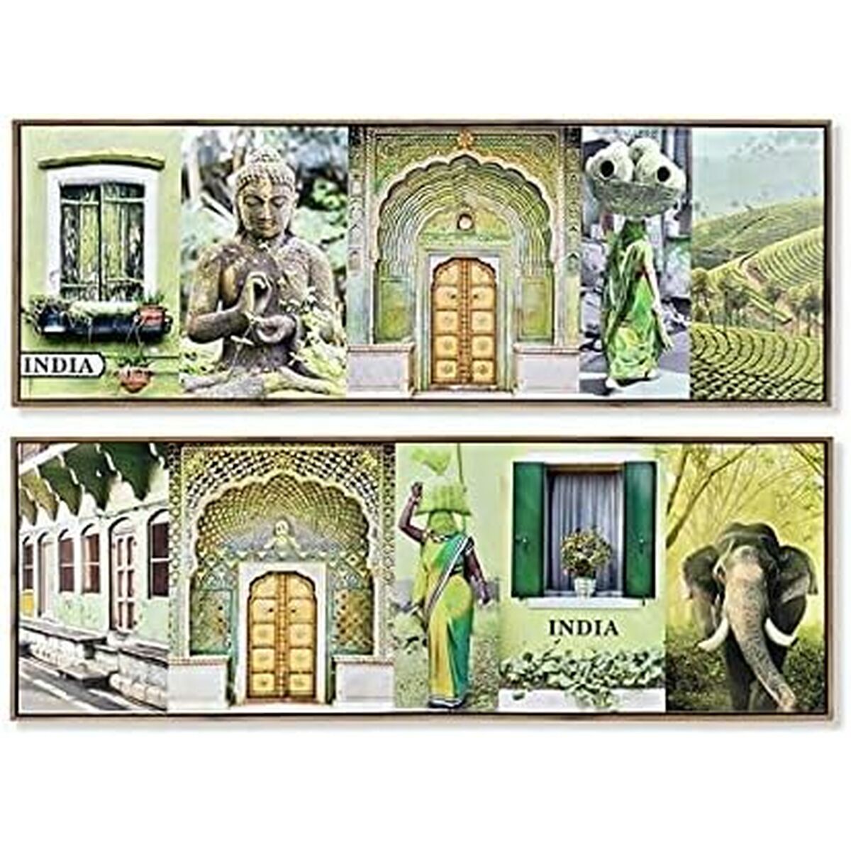 Tavla DKD Home Decor 120 x 2,3 x 40 cm Kanvas Grön polystyren (2 antal) - 7