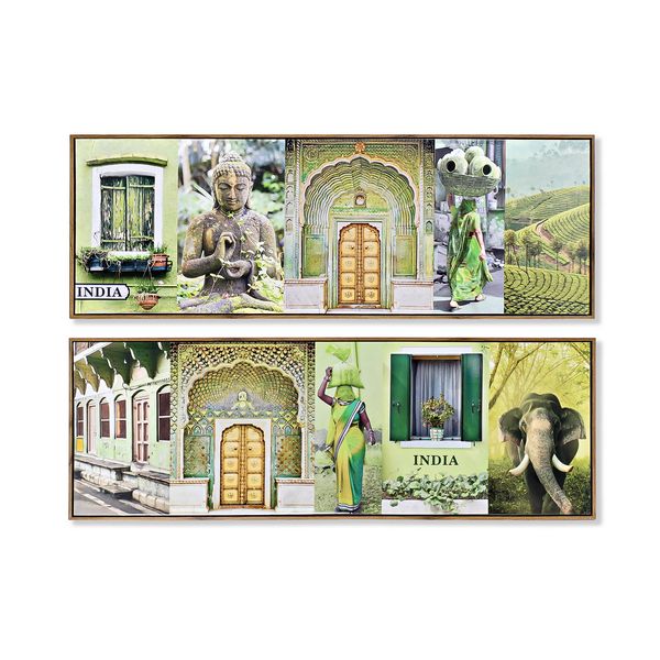 Tavla DKD Home Decor 120 x 2,3 x 40 cm Kanvas Grön polystyren (2 antal)