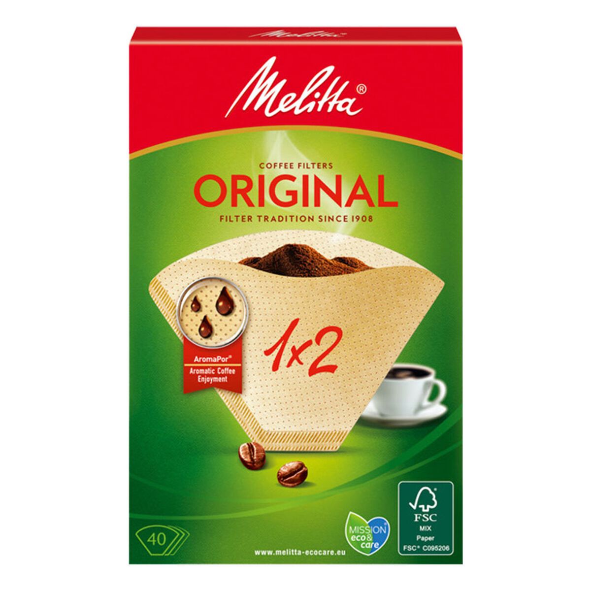 Disposable coffee filters Melitta Original 2 Csészék 40 antal