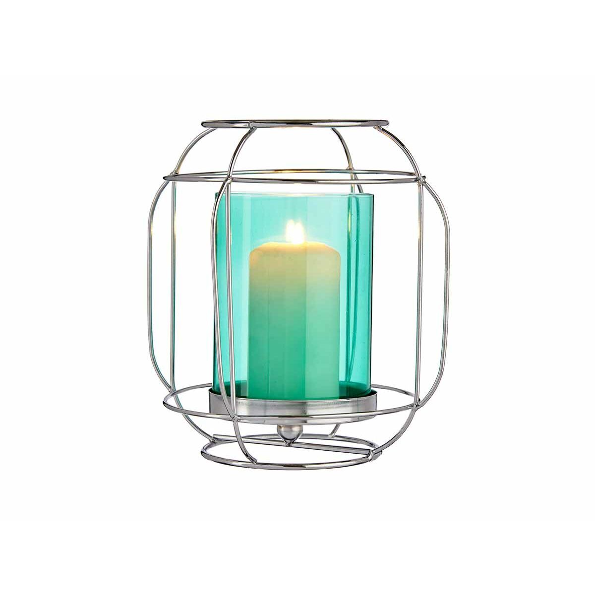 Ljusstakar Silvrig Blå Lámpa Metall Glas (19 x 20 x 19 cm) - 5