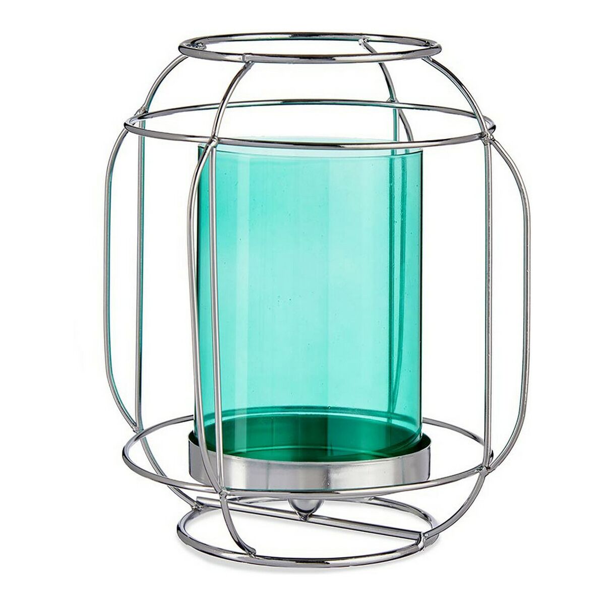 Ljusstakar Silvrig Blå Lámpa Metall Glas (19 x 20 x 19 cm) - 2