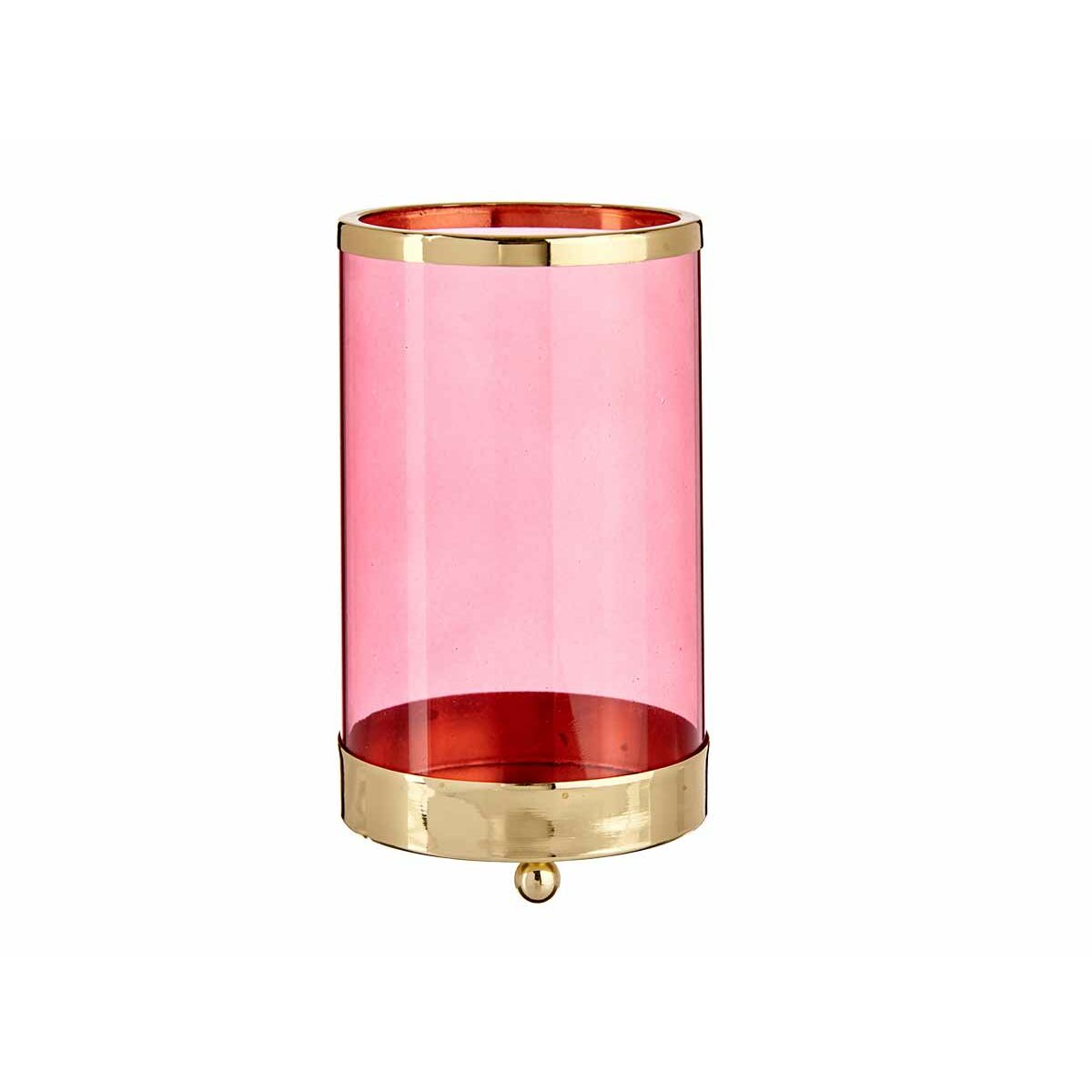 Ljusstakar Rosa Gyllene Cylinder 9,7 x 16,5 x 9,7 cm Metall Glas - 3