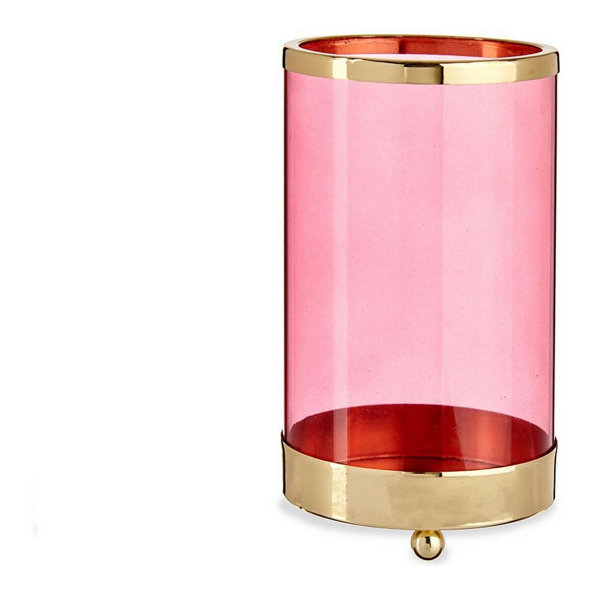 Ljusstakar Rosa Gyllene Cylinder 9,7 x 16,5 x 9,7 cm Metall Glas - 2