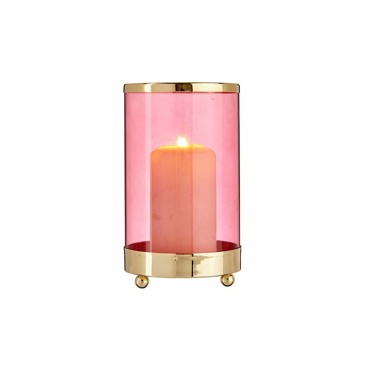 Ljusstakar Rosa Gyllene Cylinder 9,7 x 16,5 x 9,7 cm Metall Glas - 4