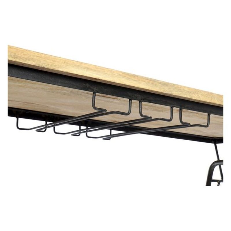 Flaskställ DKD Home Decor MB-161865 Metall Gummi Mangoträ Svart Naturell 155 x 56,5 x 96,5 cm - 9