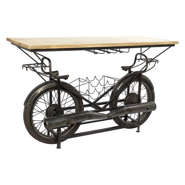 Flaskställ DKD Home Decor MB-161865 Metall Gummi Mangoträ Svart Naturell 155 x 56,5 x 96,5 cm