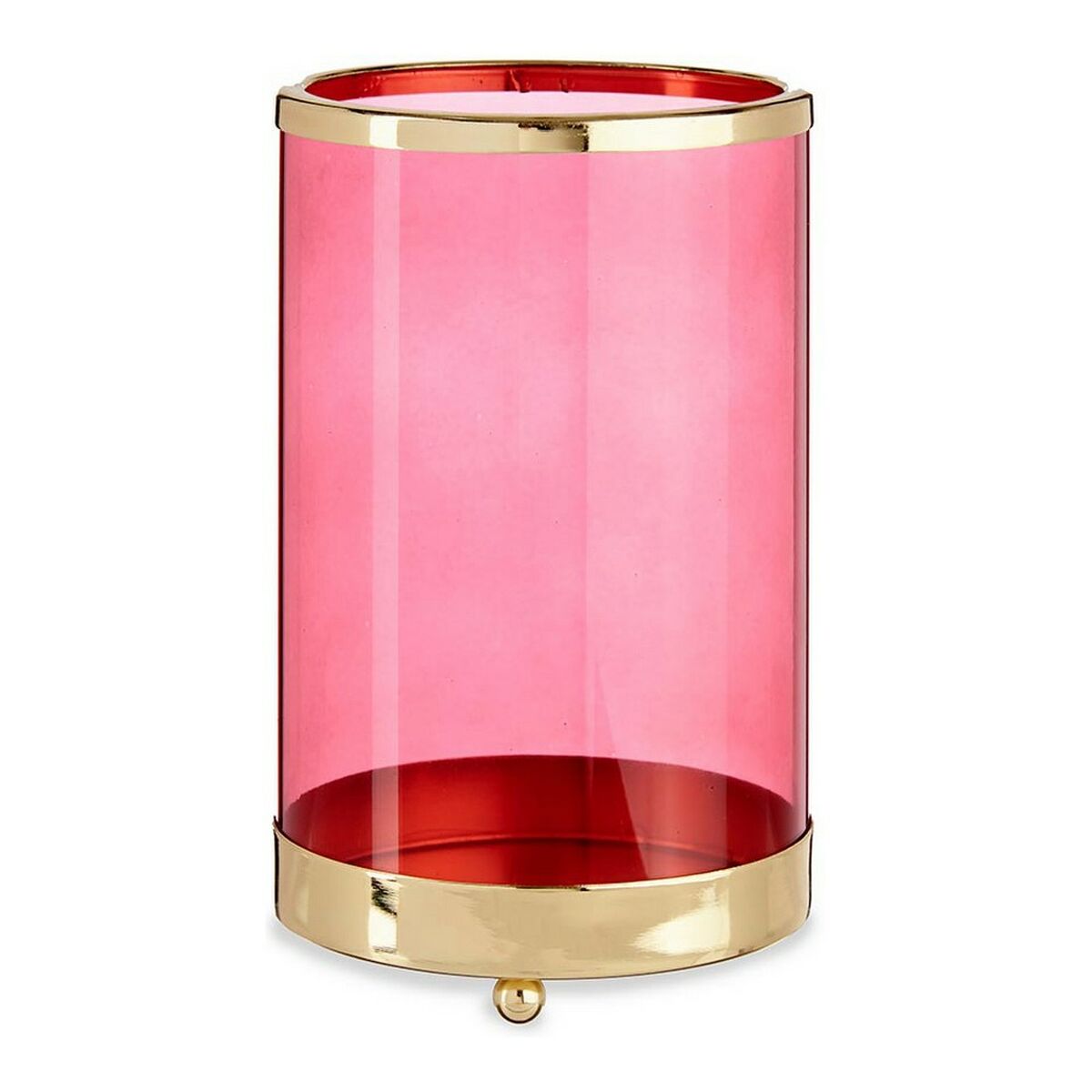 Ljusstakar Rosa Gyllene Cylinder Metall Glas (12,2 x 19,5 x 12,2 cm) - 2