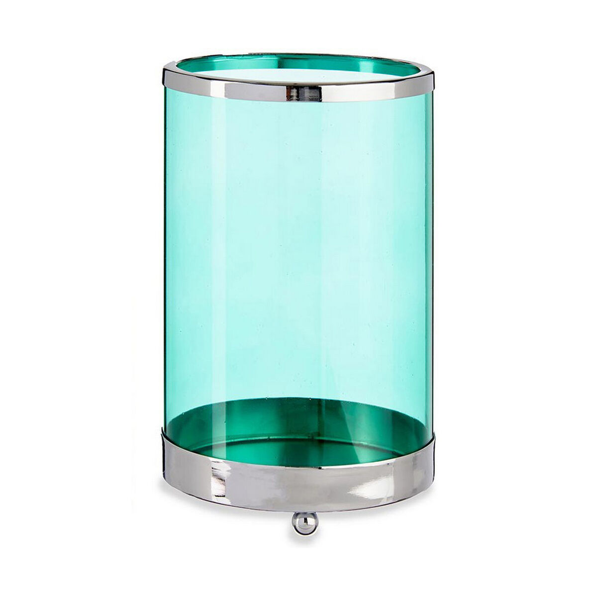 Ljusstakar Silvrig Blå Cylinder 12,2 x 19,5 x 12,2 cm Metall Glas - 2