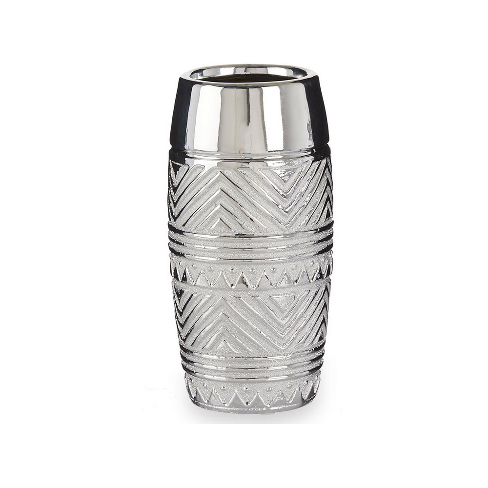 Vas Cylindrisk Keramik Silvrig (11,5 x 23 x 11,5 cm)