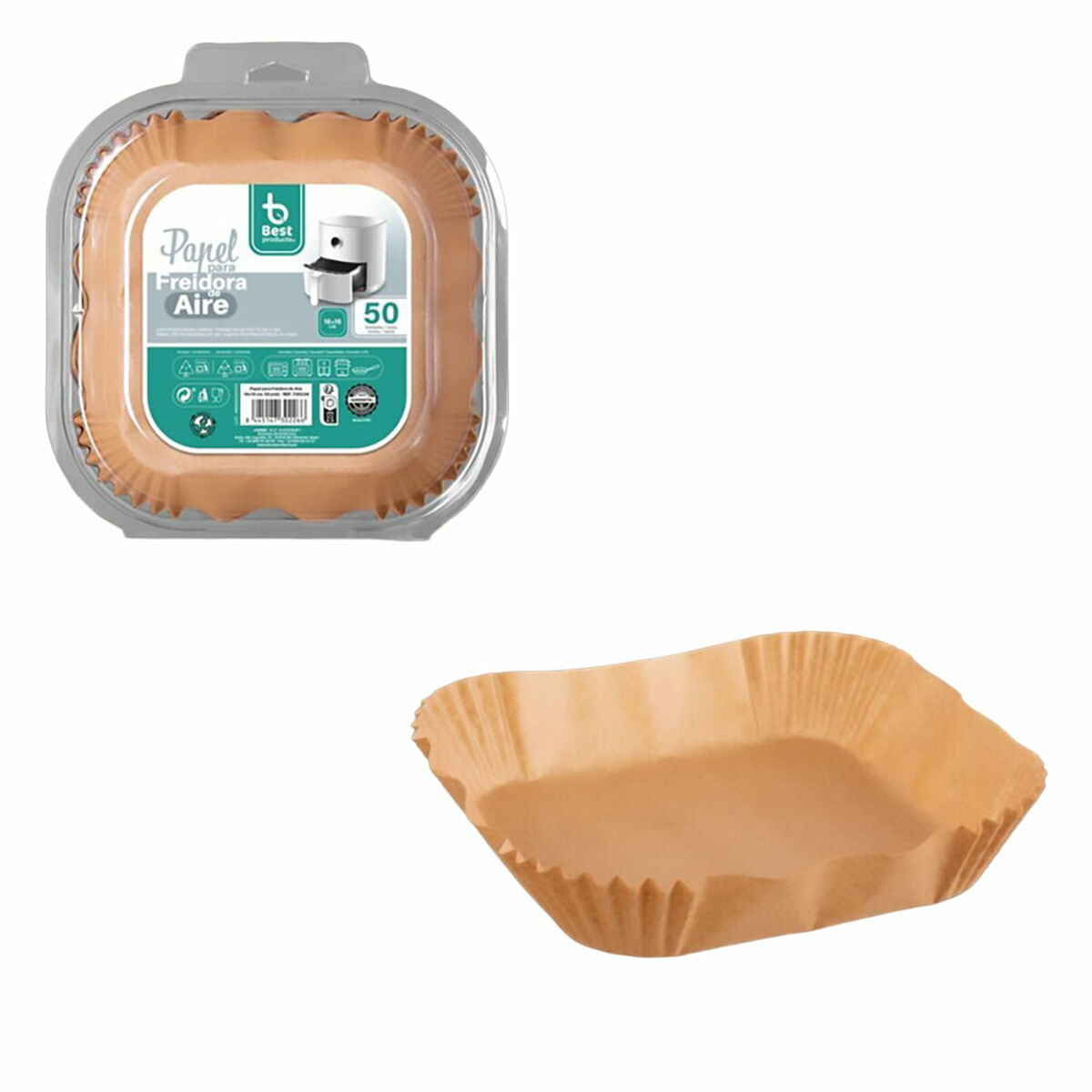 Air fryer paper Best Products Green 730226 Fyrkantig 50 antal 16 x 16 cm