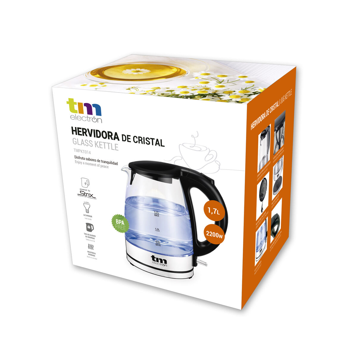 Vattenkokare TM Electron 1,7 L Glas Borosilikatglas - 2