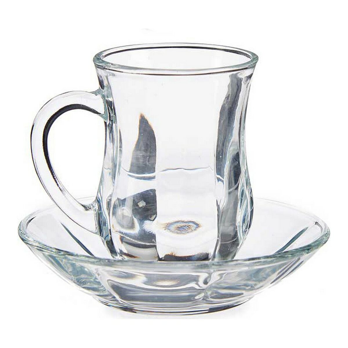 Set med koppar och fat Slät Glas Transparent (125 ml) (8 pcs) - 4
