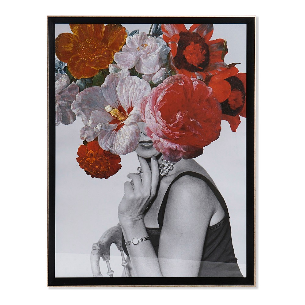 Tavla DKD Home Decor Woman Flower Kvinna Virágok (64 x 3 x 84 cm) - 2