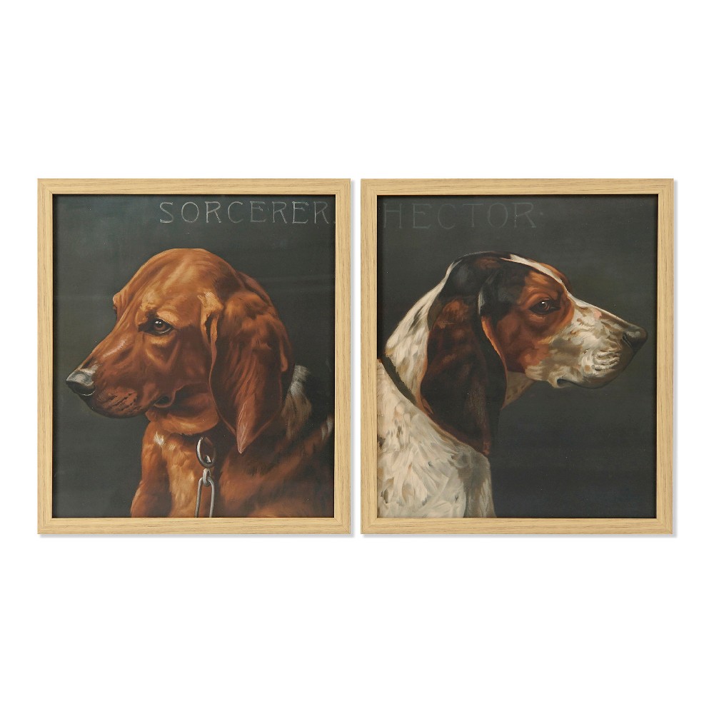 Tavla DKD Home Decor Dog 38 x 3 x 43 cm Hund (2 antal)