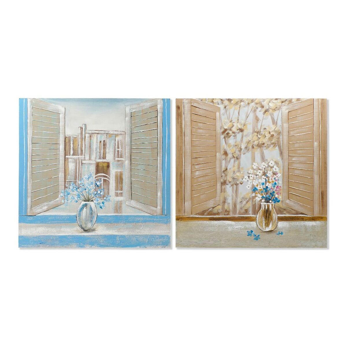 Tavla DKD Home Decor Window 100 x 3 x 100 cm Cottage (2 antal) - 4