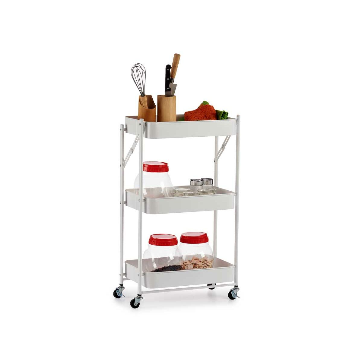 Grönsaksvagn Stål Vit Plast (29,5 x 78,5 x 45,5 cm) - 3