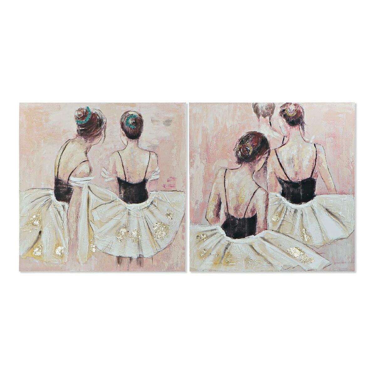 Tavla DKD Home Decor Dancers 100 x 3,5 x 100 cm Balettdansare Romantisk (2 antal) - 5