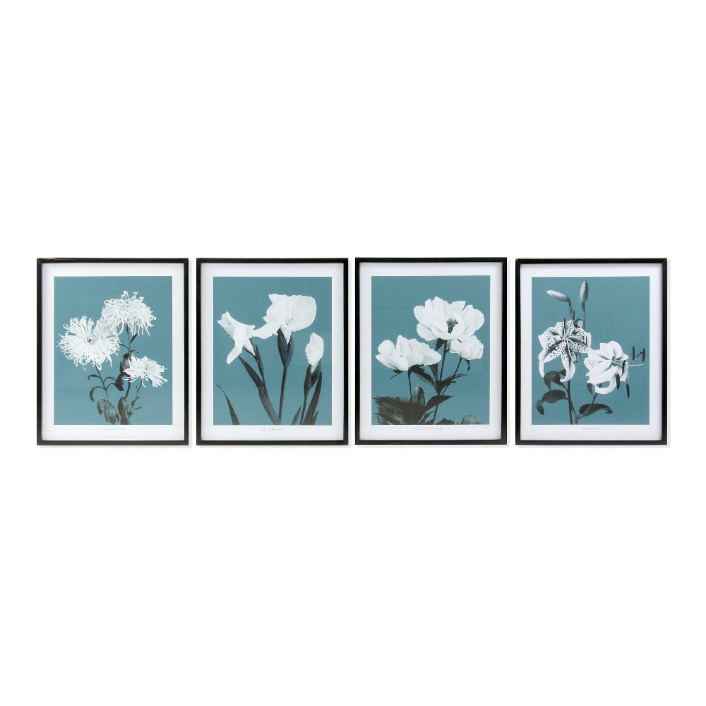 Tavla DKD Home Decor Flowers 55 x 2,5 x 70 cm Virágok Modern (4 Delar)