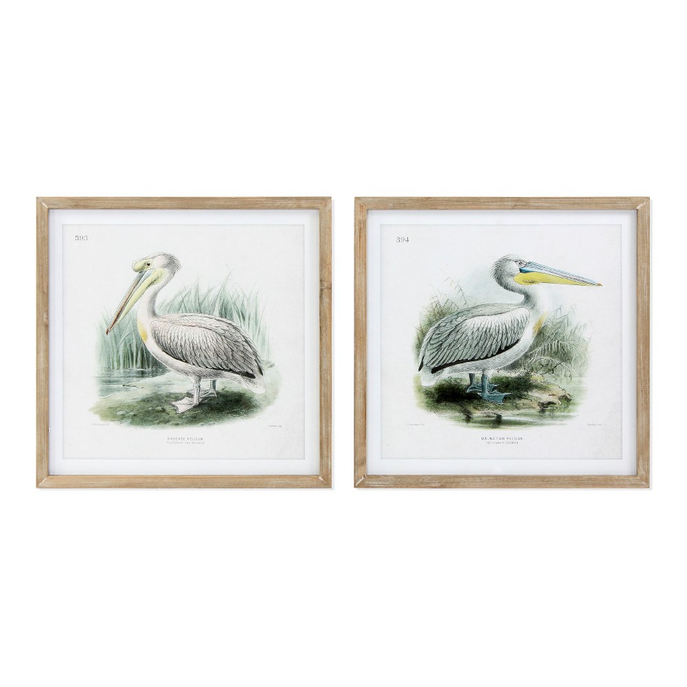 Tavla DKD Home Decor Pelican Fågel 60 x 2 x 60 cm (2 antal) - 2