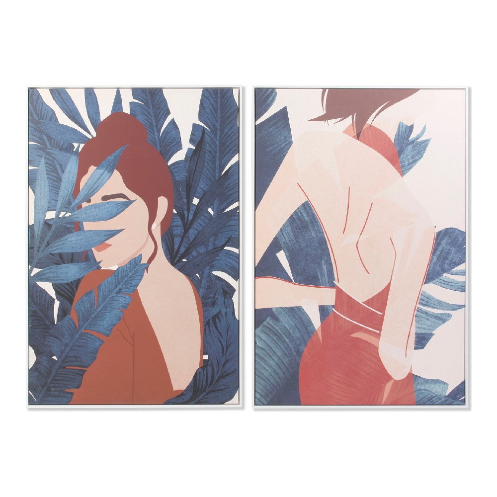 Tavla DKD Home Decor Woman 83 x 4,5 x 123 cm Kvinna Tropiskt (2 antal) - 2