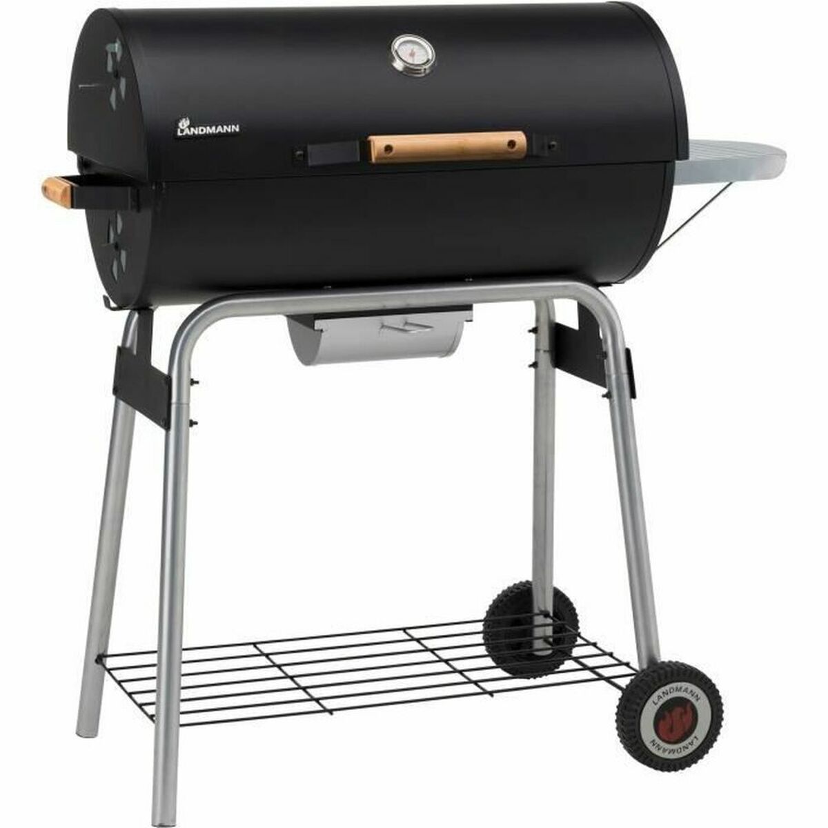 Kolgrill med lock och hjul Landmann Black Taurus Svart Emaljerat stål - 2