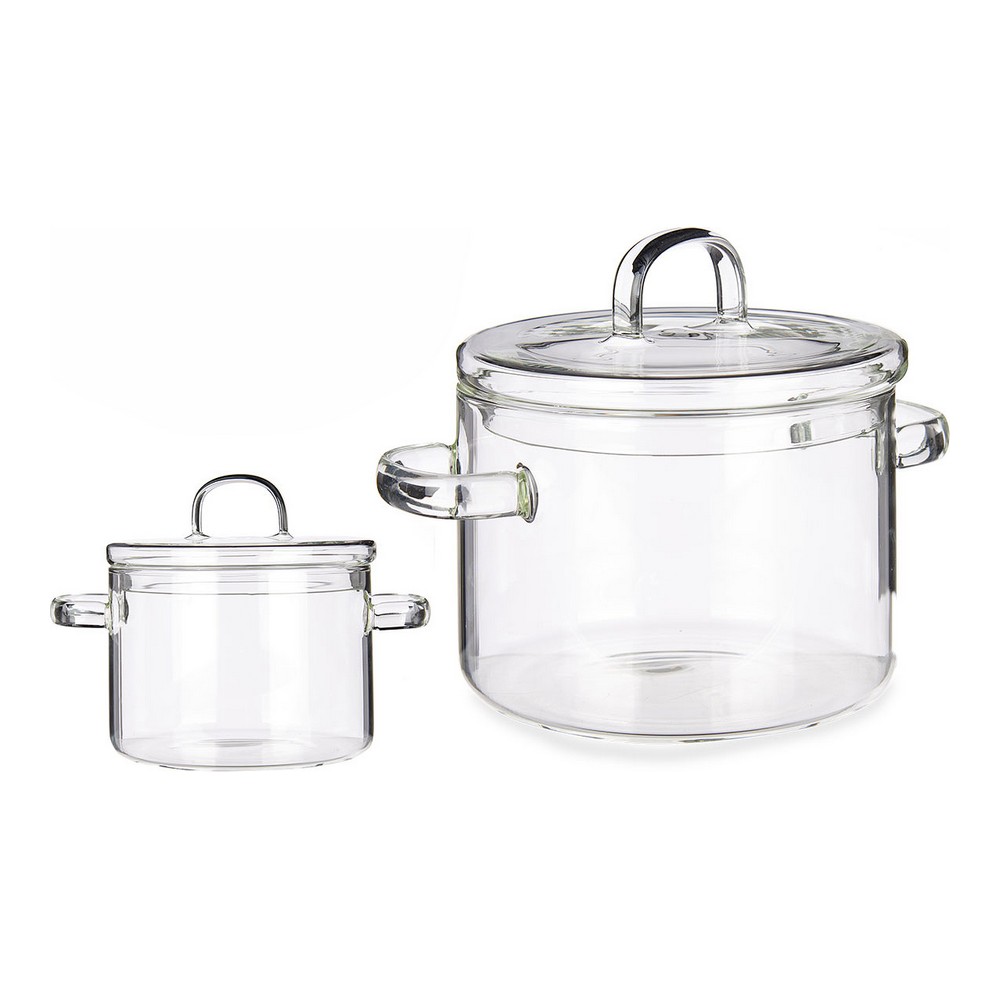 Gryta med lock Transparent Borosilikatglas (13,5 x 13,8 x 19 cm) - 2