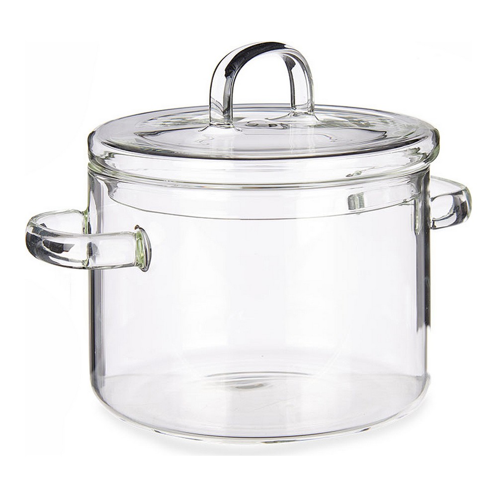 Gryta med lock Transparent Borosilikatglas (13,5 x 13,8 x 19 cm)