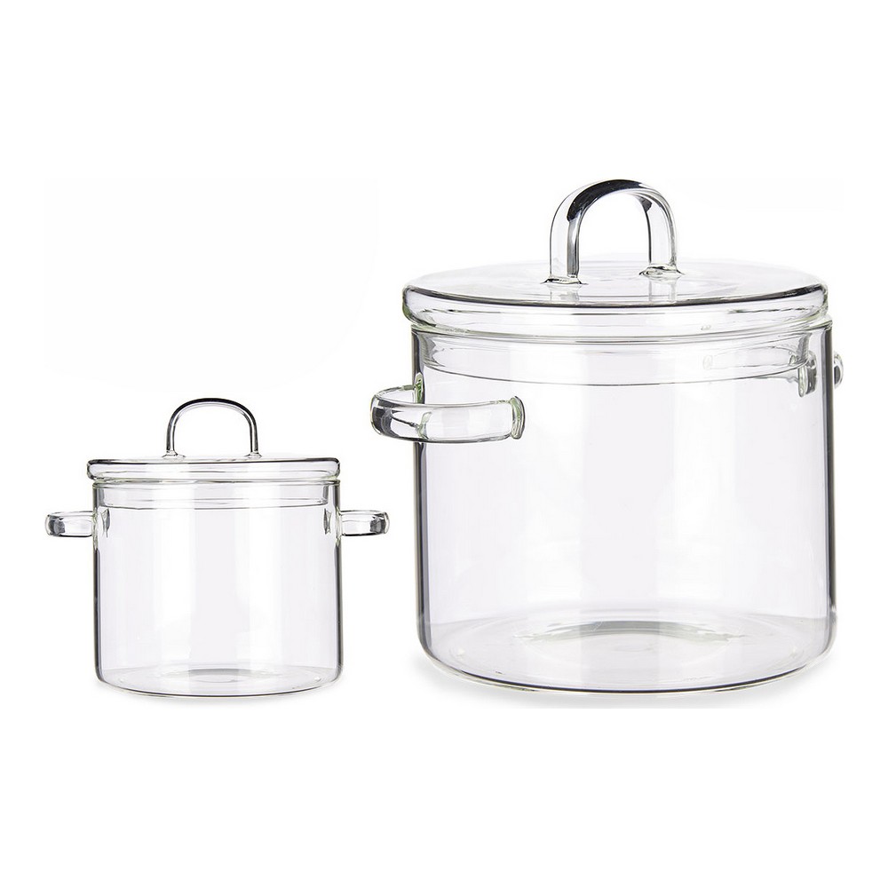 Gryta med lock Borosilikatglas Transparent (15,4 x 16,8 x 20,5 cm) - 2