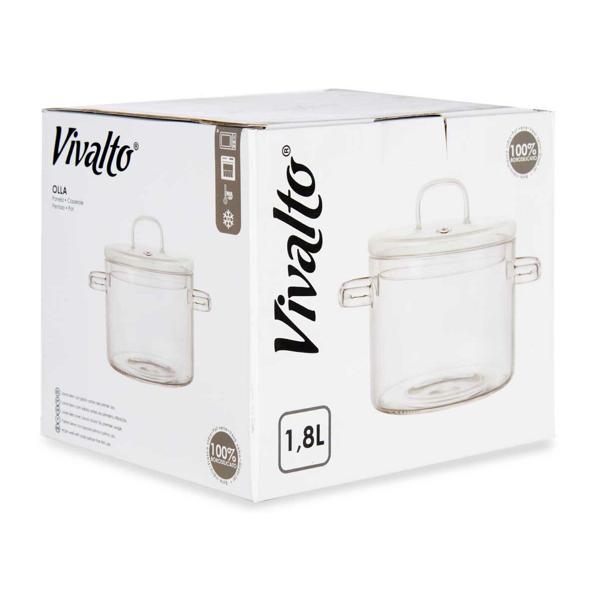 Gryta med lock Borosilikatglas Transparent (15,4 x 16,8 x 20,5 cm) - 7