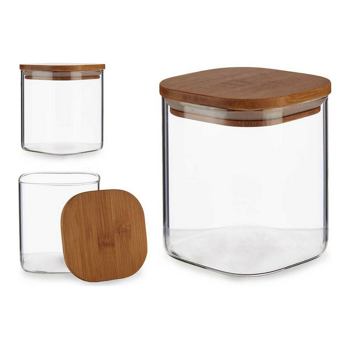 Burk Brun Transparent Bambu Borosilikatglas (880 ml) - 4