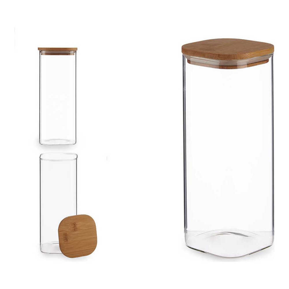 Burk Brun Transparent Bambu Borosilikatglas (1800 ml) - 2