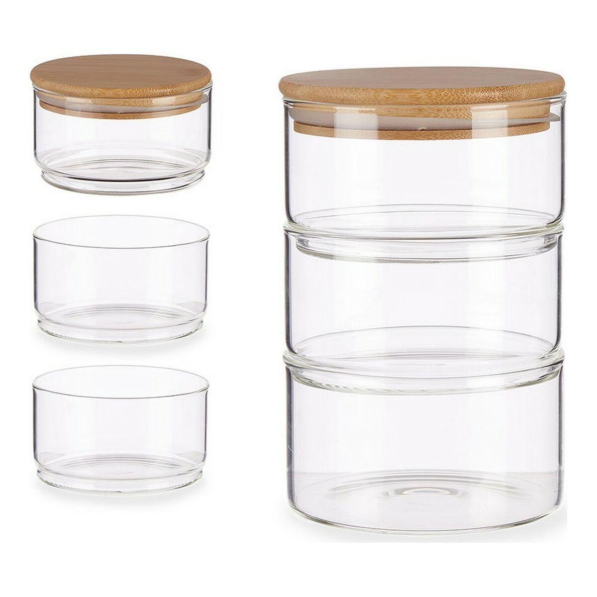 Burk Brun Transparent Bambu Borosilikatglas (1200 ml) - 4